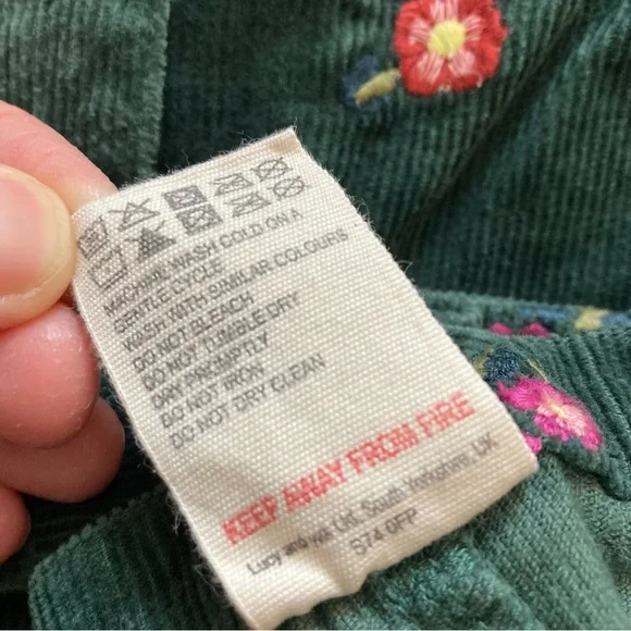 Lucy & Yak Embroidered Evergreen Floral Corduroy Overalls US 18 / UK 22 - Picture 6 of 8